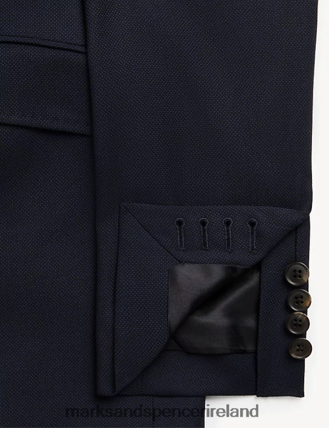 Marks & Spencer Men Slim Fit Pure Wool Birdseye Jacket Medium Navy Clothing 2VJ8DF6051