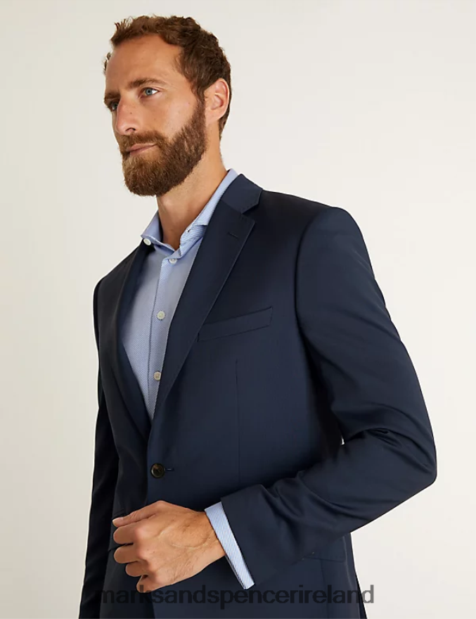 Marks & Spencer Men Slim Fit Pure Wool Twill Jacket Medium Navy Clothing 2VJ8DF6179
