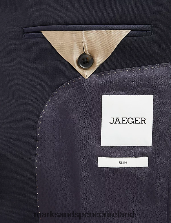 Marks & Spencer Men Slim Fit Super 100s Pure Wool Jacket Medium Navy Clothing 2VJ8DF6437