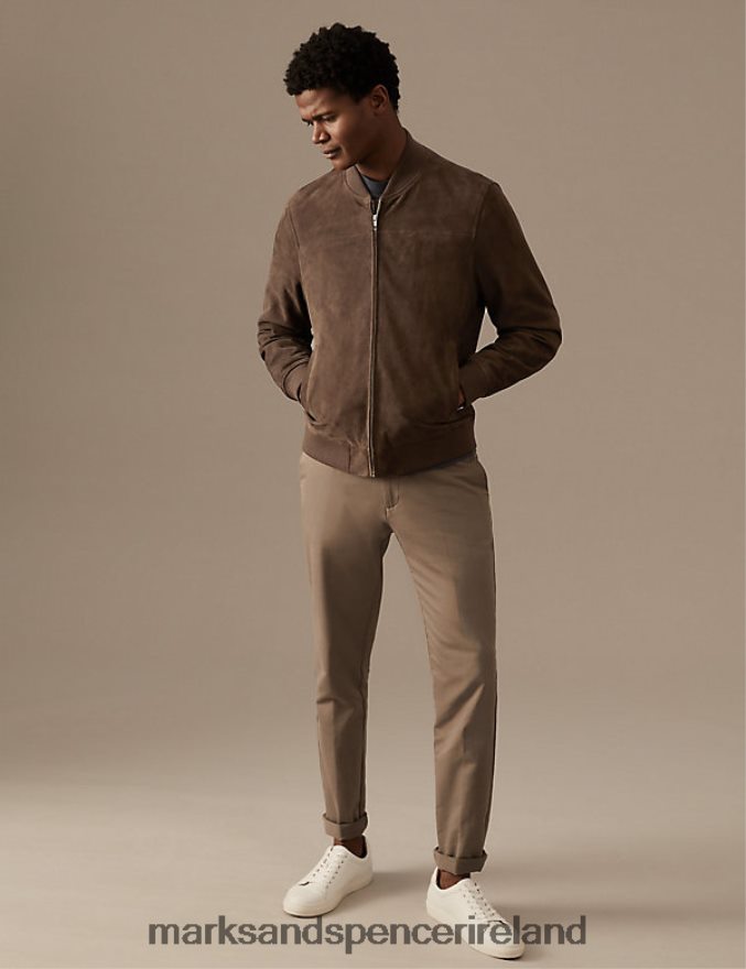 Marks & Spencer Men Suede Bomber Jacket Dark Mole Clothing 2VJ8DF5555