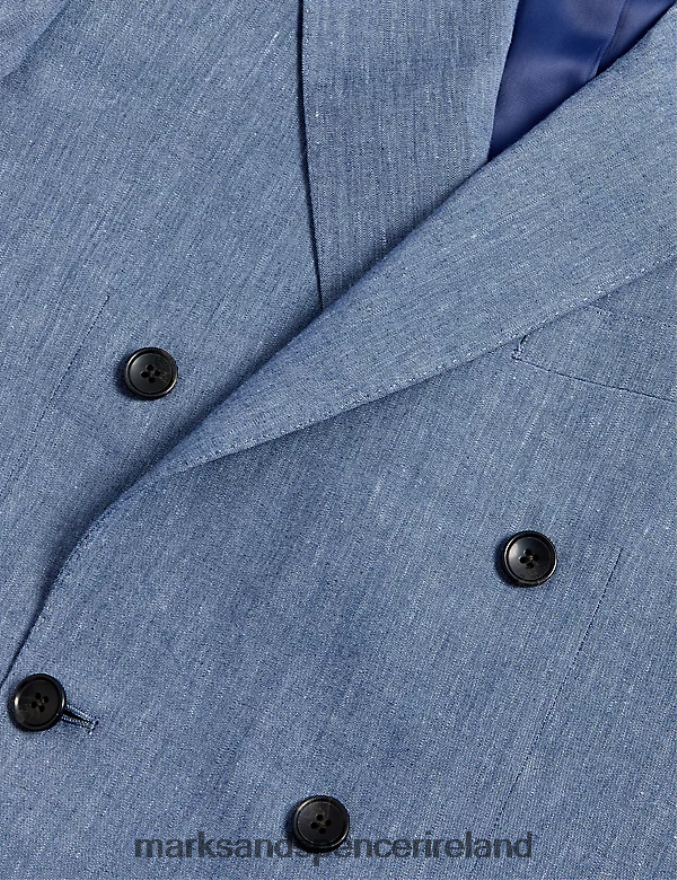 Marks & Spencer Men Tailored Fit Italian Linen Miracle Suit Jacket Chambray Clothing 2VJ8DF5494