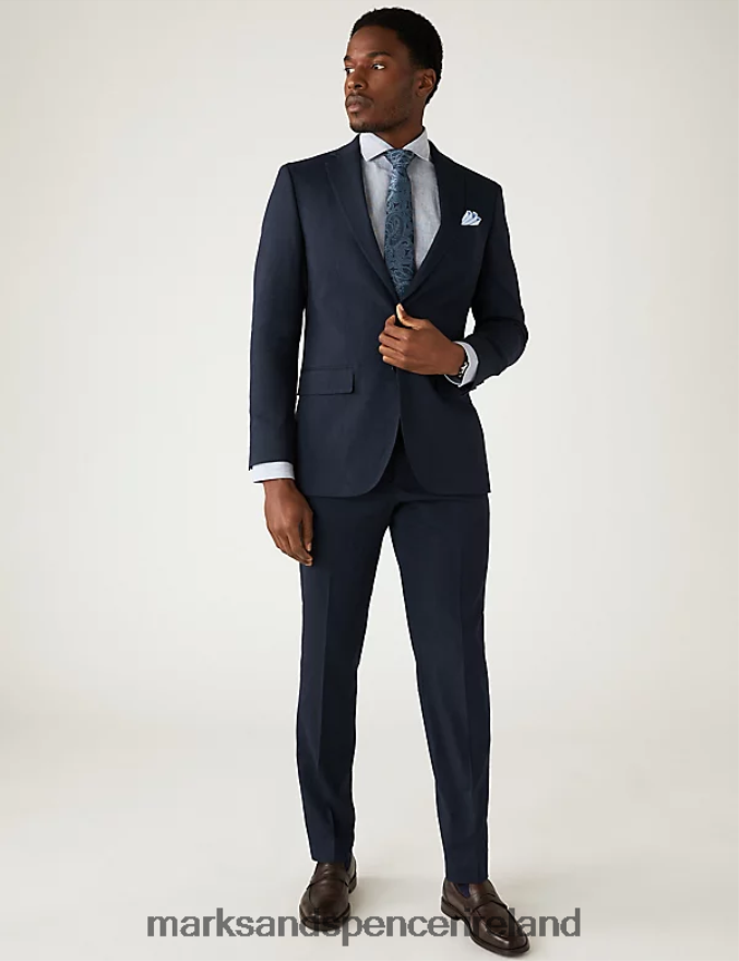 Marks & Spencer Men Tailored Fit Italian Linen Miracle Suit Jacket Navy Clothing 2VJ8DF5609