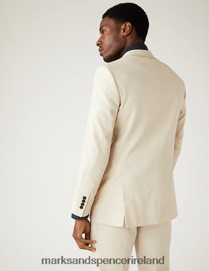 Marks & Spencer Men Tailored Fit Italian Linen Miracle Suit Jacket Neutral Clothing 2VJ8DF5215