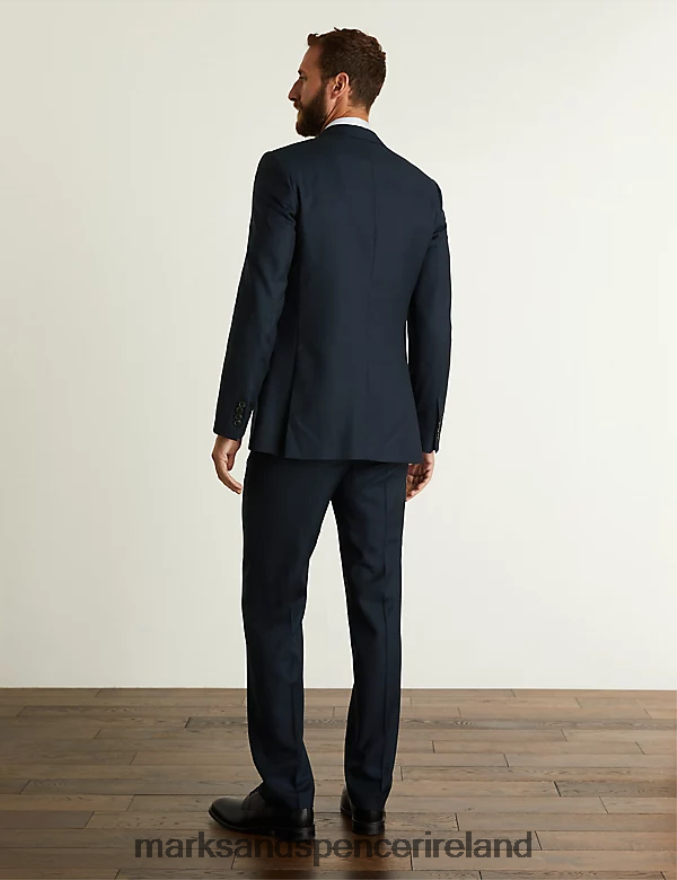Marks & Spencer Men Tailored Fit Pure Wool Birdseye Jacket Medium Navy Clothing 2VJ8DF6482
