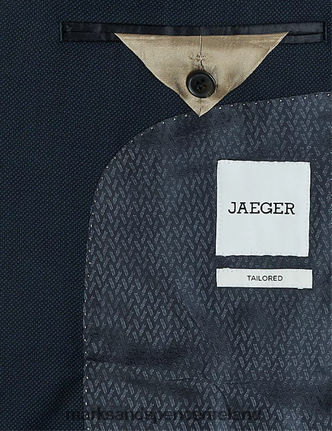 Marks & Spencer Men Tailored Fit Pure Wool Birdseye Jacket Medium Navy Clothing 2VJ8DF6482