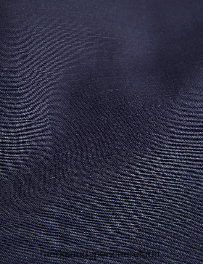 Marks & Spencer Men Tailored Fit Silk Rich And Linen Waistcoat Navy Clothing 2VJ8DF6387
