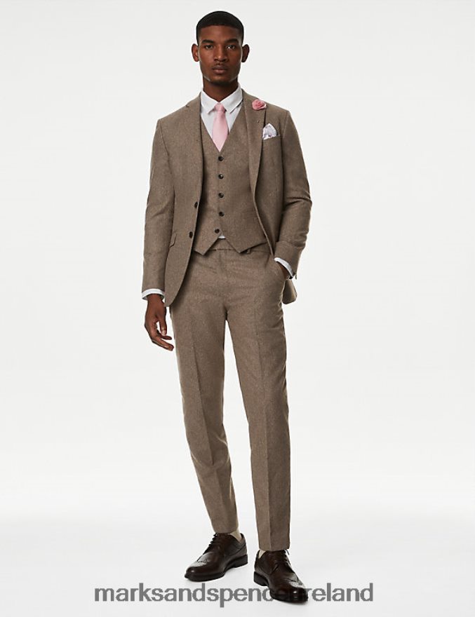 Marks & Spencer Men Tailored Fit Wool Rich Donegal Suit Jacket Oatmeal Clothing 2VJ8DF4996