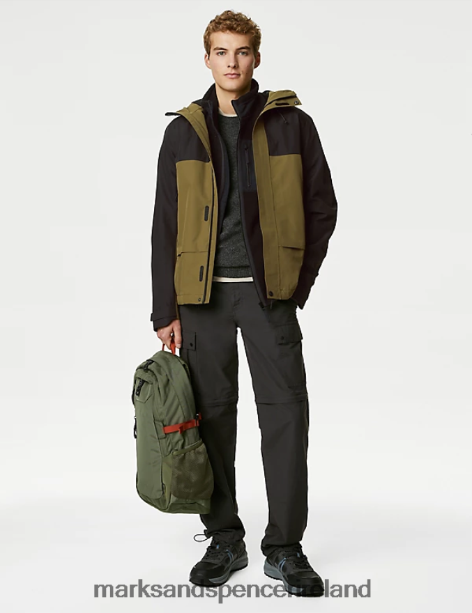 Marks & Spencer Men Waterproof Hooded Anorak Olive Mix Clothing 2VJ8DF5735