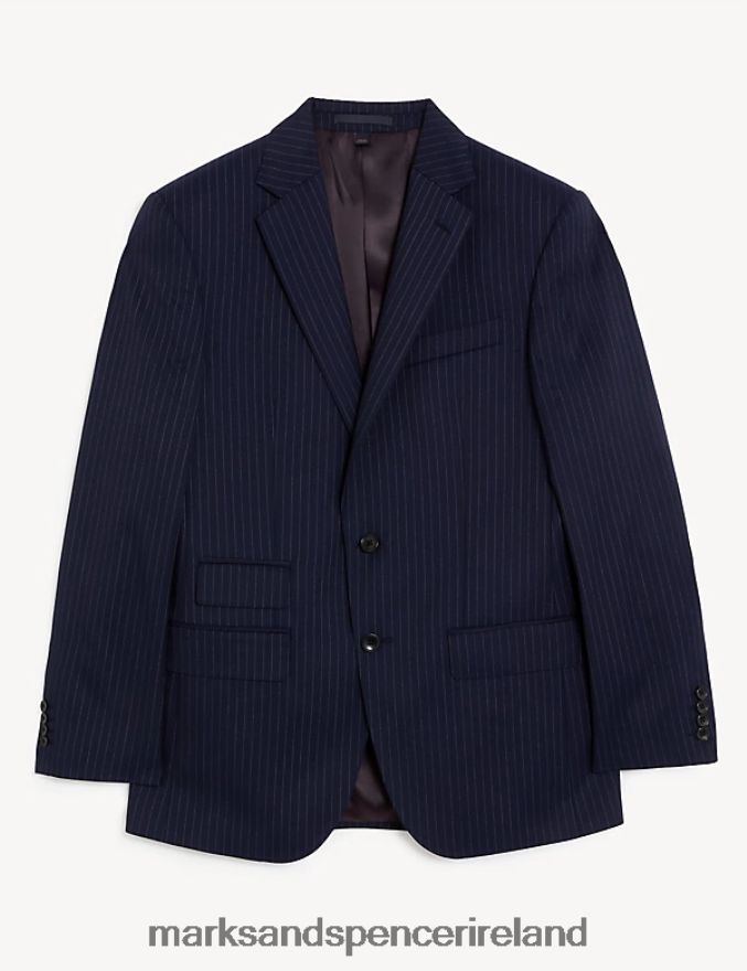 Marks & Spencer Men Wool Rich Pinstripe Suit Jacket Navy Clothing 2VJ8DF7034
