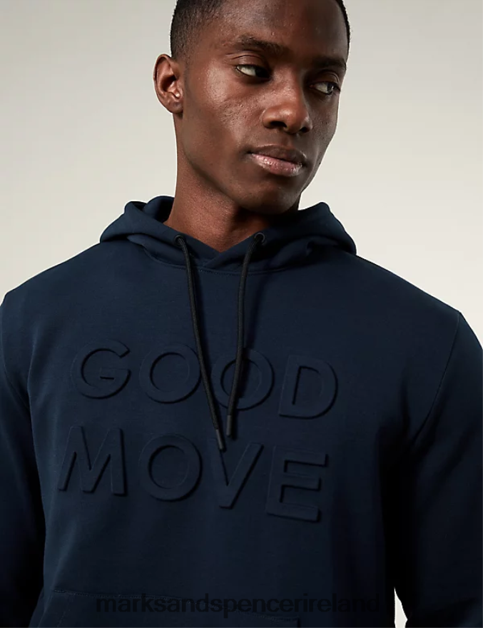 Marks & Spencer Men Cotton Rich Graphic Hoodie Navy Clothing 2VJ8DF5348