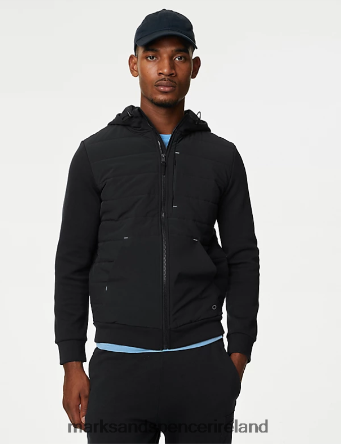 Marks & Spencer Men Go Easy Quilted Hoodie Black Clothing 2VJ8DF6420