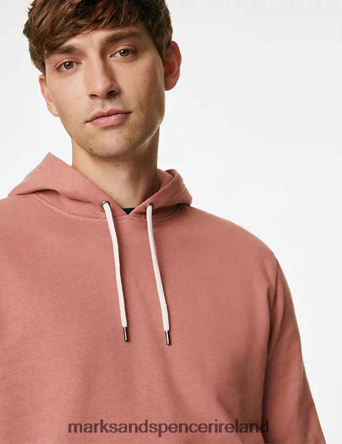 Marks & Spencer Men Pure Cotton Hoodie Antique Rose Clothing 2VJ8DF6274
