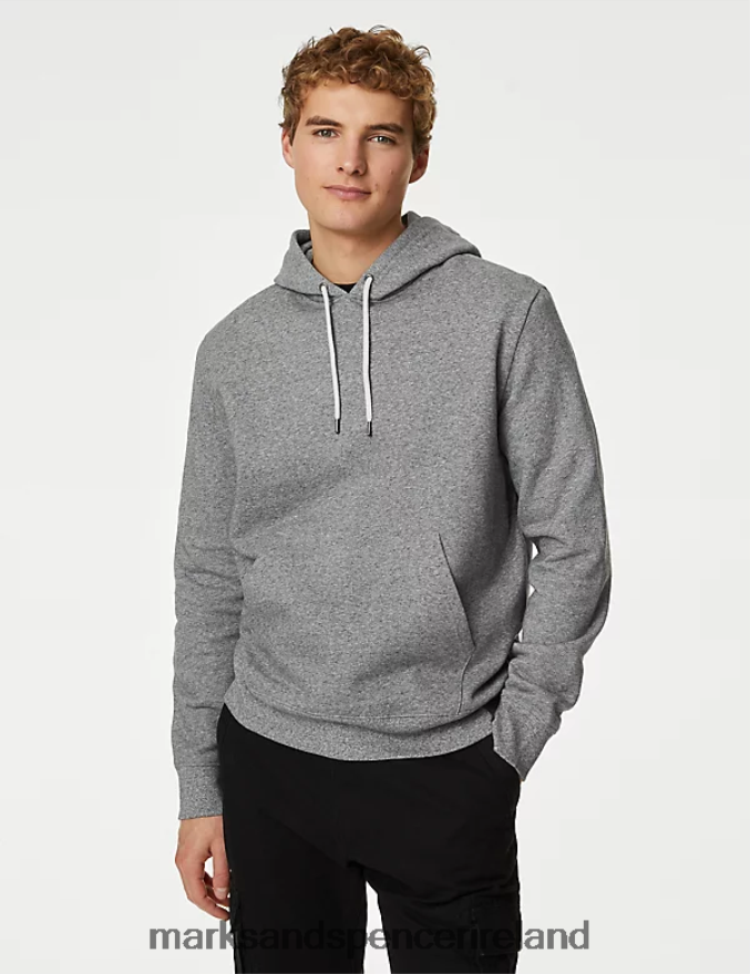 Marks & Spencer Men Pure Cotton Hoodie Grey Clothing 2VJ8DF6272