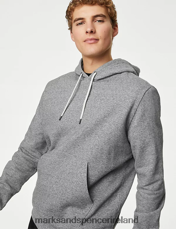 Marks & Spencer Men Pure Cotton Hoodie Grey Clothing 2VJ8DF6272