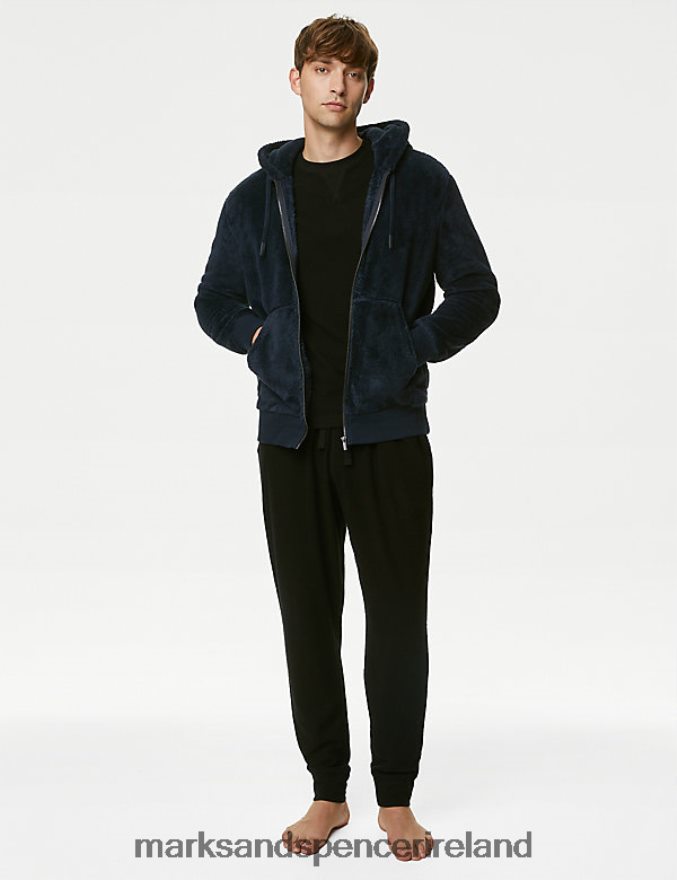 Marks & Spencer Men Supersoft Zip Up Hoodie Navy Clothing 2VJ8DF5577