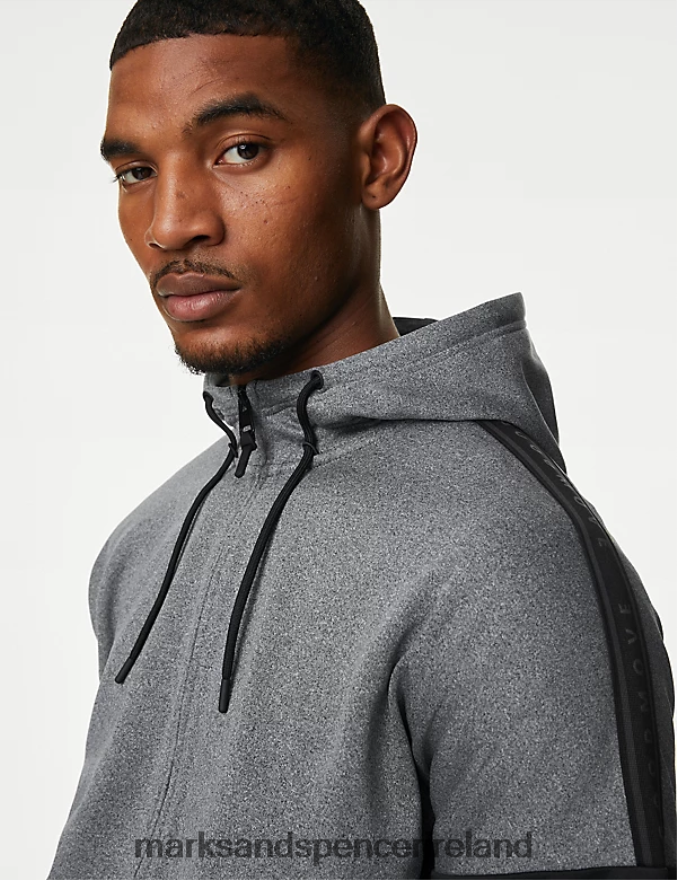 Marks & Spencer Men Zip Up Hoodie Grey Mix Clothing 2VJ8DF5602