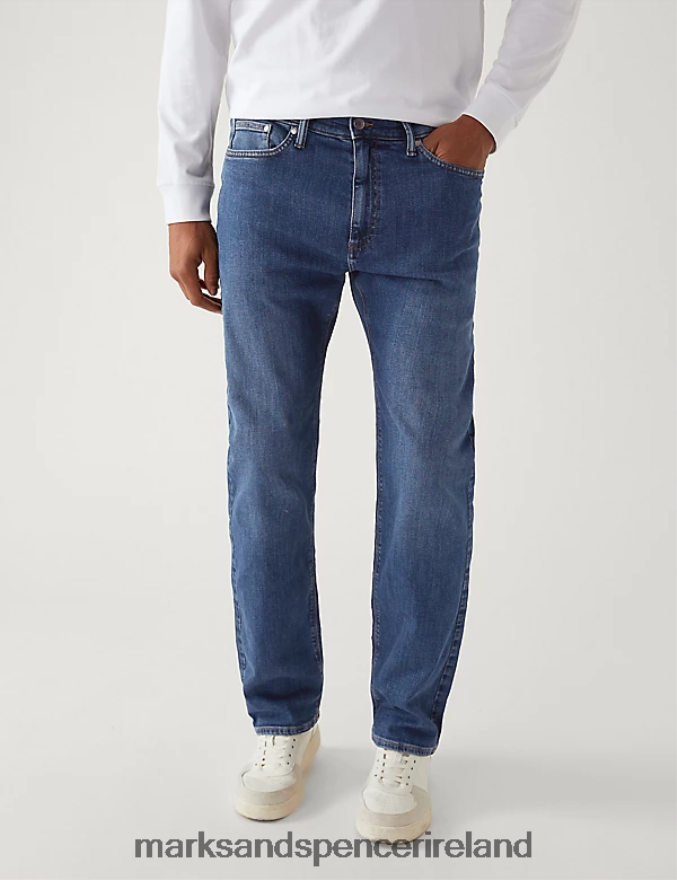 Marks & Spencer Men 2pk Straight Fit Stretch Jeans Medium Blue Clothing 2VJ8DF6997