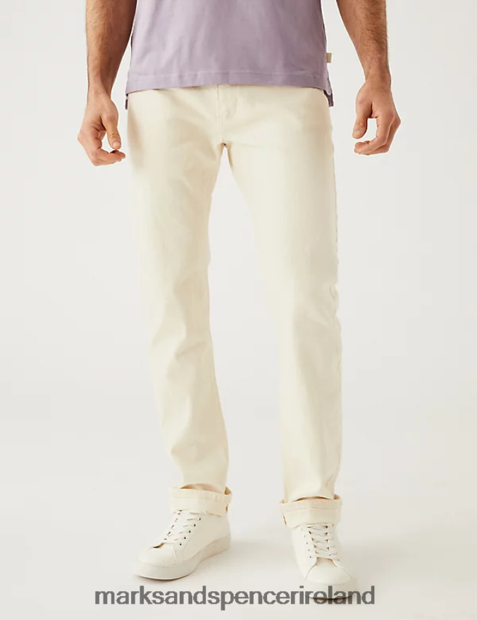 Marks & Spencer Men Slim Fit Stretch Jeans Ecru Clothing 2VJ8DF5469