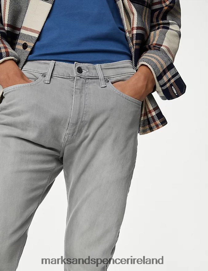 Marks & Spencer Men Slim Fit Stretch Jeans Light Grey Clothing 2VJ8DF5464