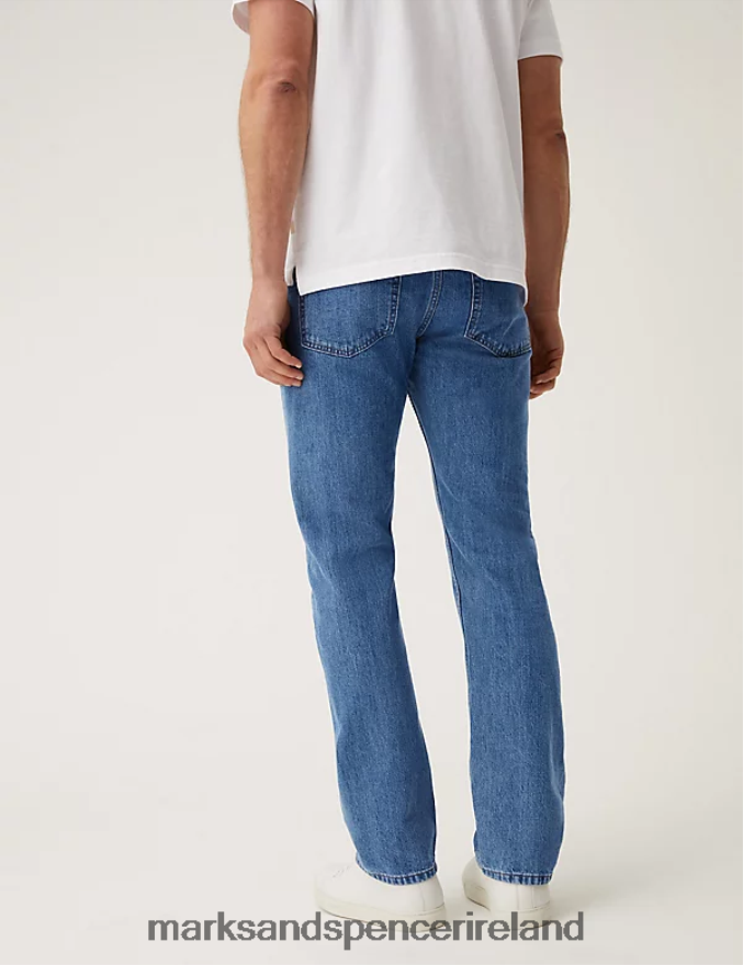 Marks & Spencer Men Straight Fit Pure Cotton Jeans Medium Blue Clothing 2VJ8DF5011