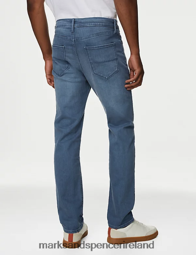 Marks & Spencer Men Straight Fit Stretch Jeans Grey Blue Clothing 2VJ8DF6265