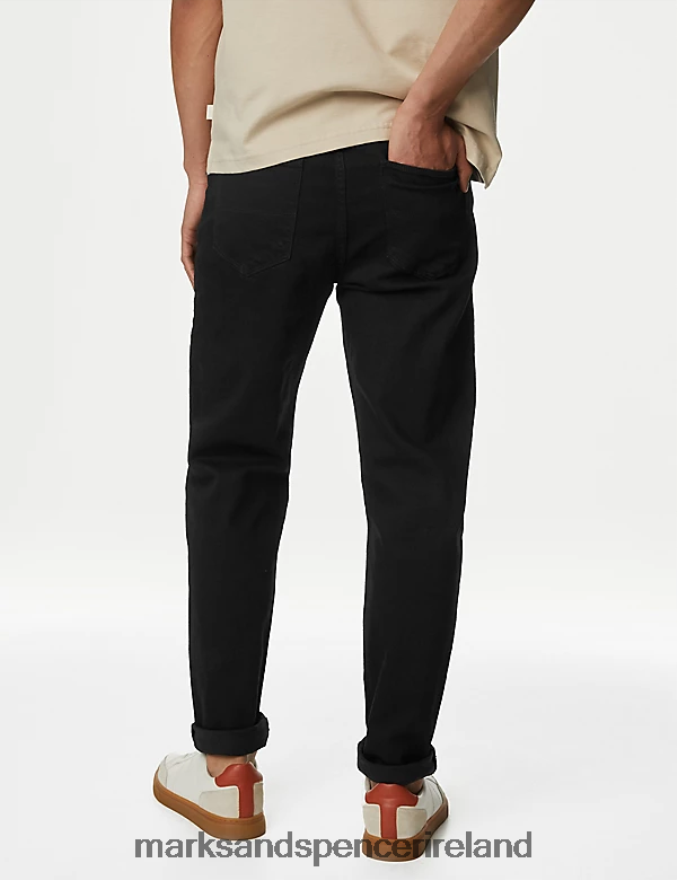 Marks & Spencer Men Tapered Fit Stretch Jeans Black Clothing 2VJ8DF7026