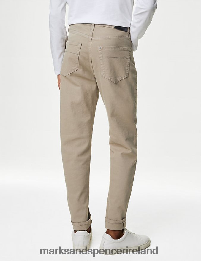 Marks & Spencer Men Tapered Fit Stretch Jeans Sand Clothing 2VJ8DF7373