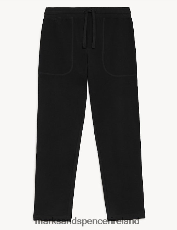 Marks & Spencer Men Drawstring Pure Cotton Straight Leg Joggers Black Clothing 2VJ8DF6722