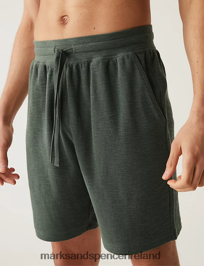 Marks & Spencer Men Pure Cotton Loungewear Shorts Dark Evergreen Clothing 2VJ8DF6938