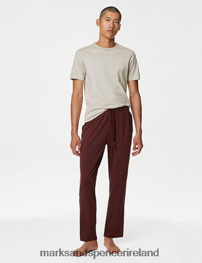 Marks & Spencer Men Supima Cotton Blend Supersoft Pyjama Bottoms Dark Claret Clothing 2VJ8DF7307
