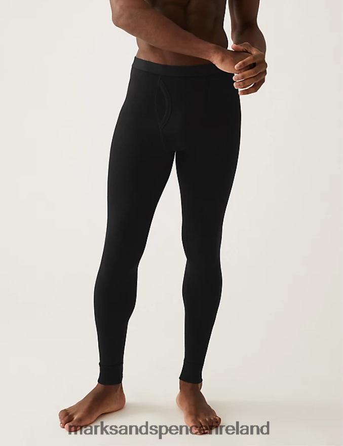 Marks & Spencer Men 2pk Heatgen Light Thermal Long Johns Black Clothing 2VJ8DF5458