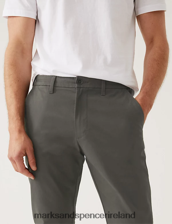 Marks & Spencer Men 2pk Slim Fit Stretch Chinos Black/Grey Clothing 2VJ8DF6143