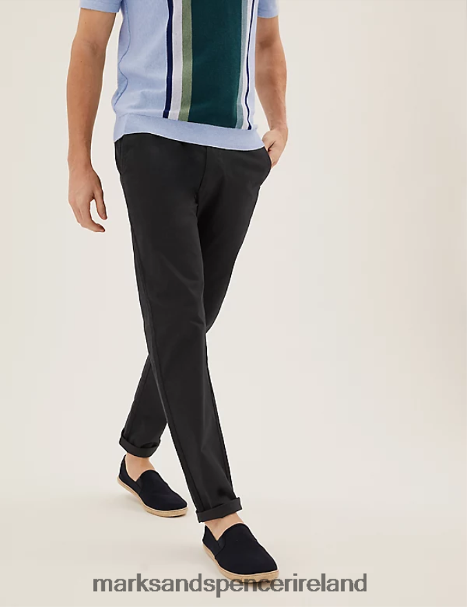 Marks & Spencer Men Loose Fit Stretch Chinos Navy Clothing 2VJ8DF6564