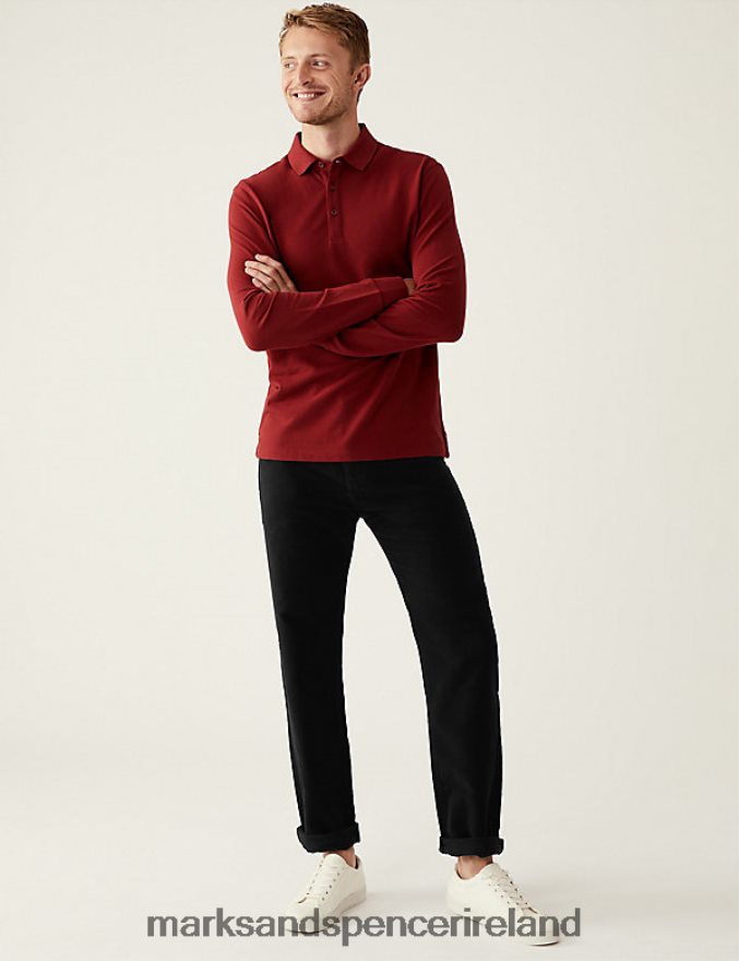 Marks & Spencer Men Regular Fit Moleskin Trousers Black Clothing 2VJ8DF7129