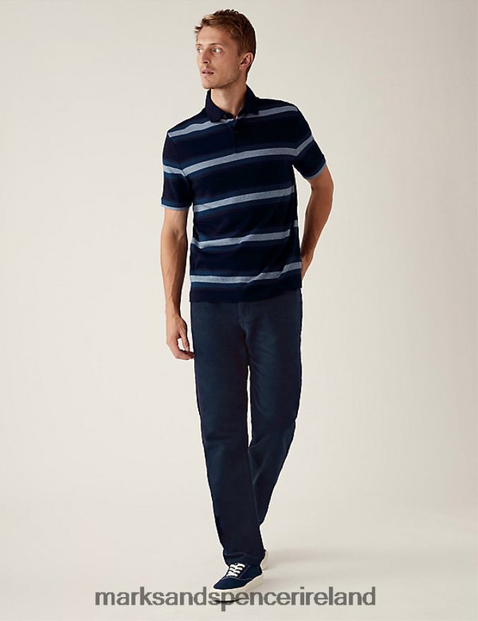 Marks & Spencer Men Regular Fit Moleskin Trousers Navy Clothing 2VJ8DF6773
