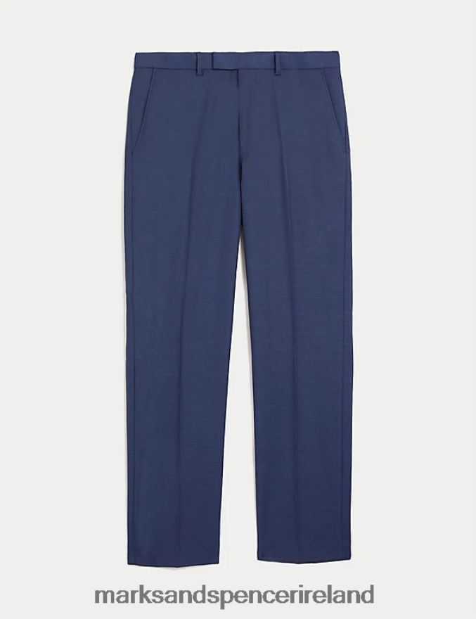 Marks & Spencer Men Regular Fit Sharkskin Stretch Suit Trousers Indigo Clothing 2VJ8DF6087