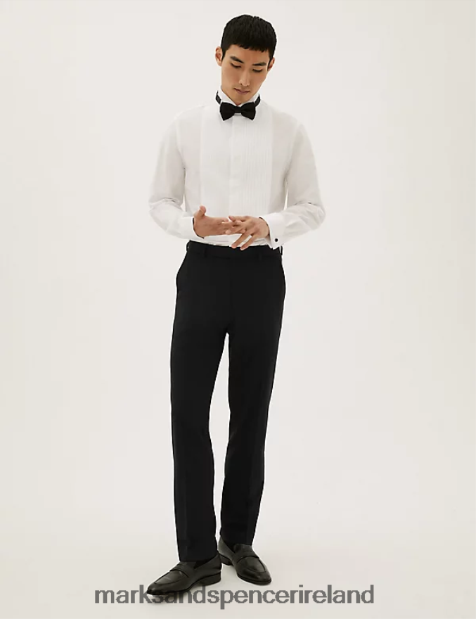 Marks & Spencer Men Regular Fit Stretch Suit Trousers Black Clothing 2VJ8DF6054