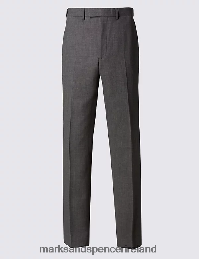 Marks & Spencer Men Regular Fit Suit Trousers Grey Clothing 2VJ8DF7163