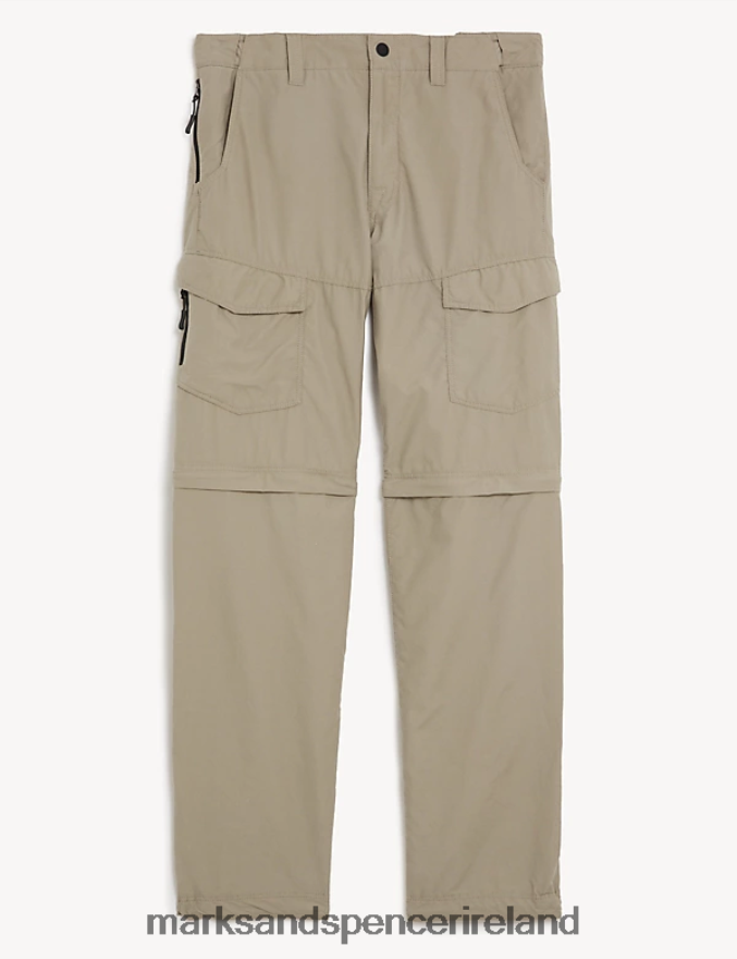 Marks & Spencer Men Regular Fit Zip Off Trekking Cargo Trousers Stone Clothing 2VJ8DF7480
