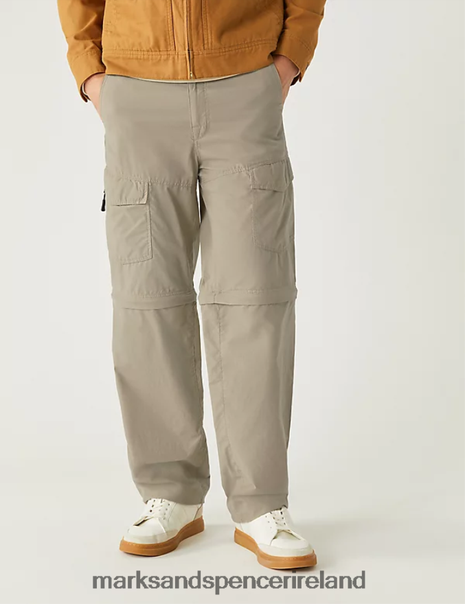 Marks & Spencer Men Regular Fit Zip Off Trekking Cargo Trousers Stone Clothing 2VJ8DF7480