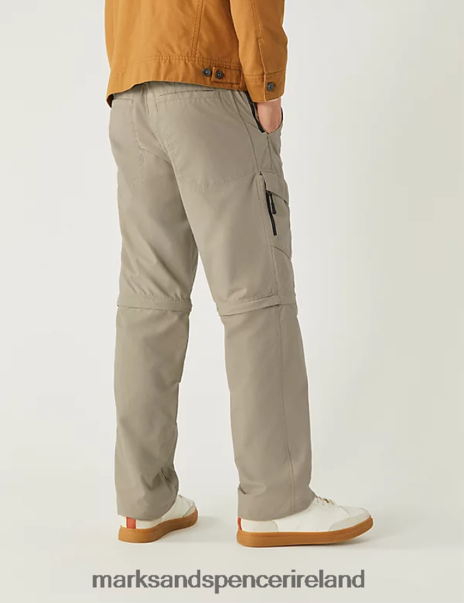 Marks & Spencer Men Regular Fit Zip Off Trekking Cargo Trousers Stone Clothing 2VJ8DF7480