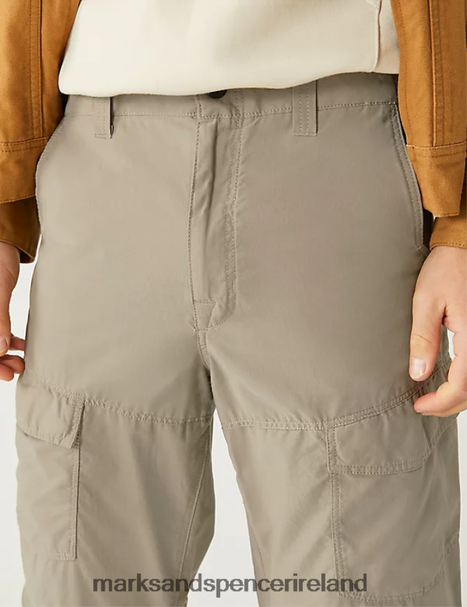 Marks & Spencer Men Regular Fit Zip Off Trekking Cargo Trousers Stone Clothing 2VJ8DF7480