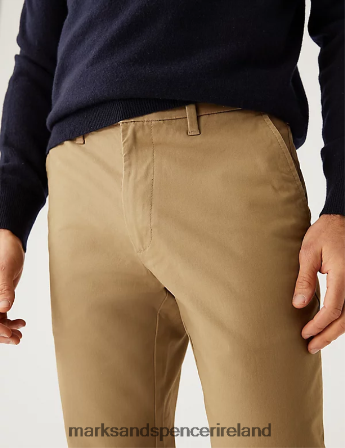 Marks & Spencer Men Shorter Length Slim Fit Stretch Chinos Dark Stone Clothing 2VJ8DF7445