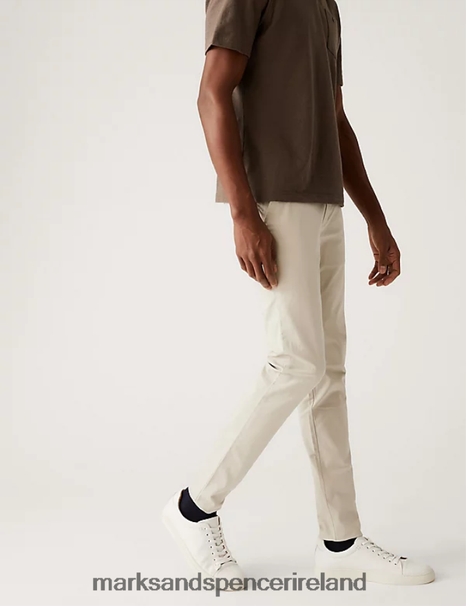 Marks & Spencer Men Skinny Fit Stretch Chinos Beige Clothing 2VJ8DF5315