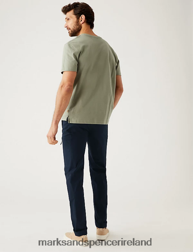 Marks & Spencer Men Slim Fit Belted Trekking Trousers Navy Clothing 2VJ8DF6103