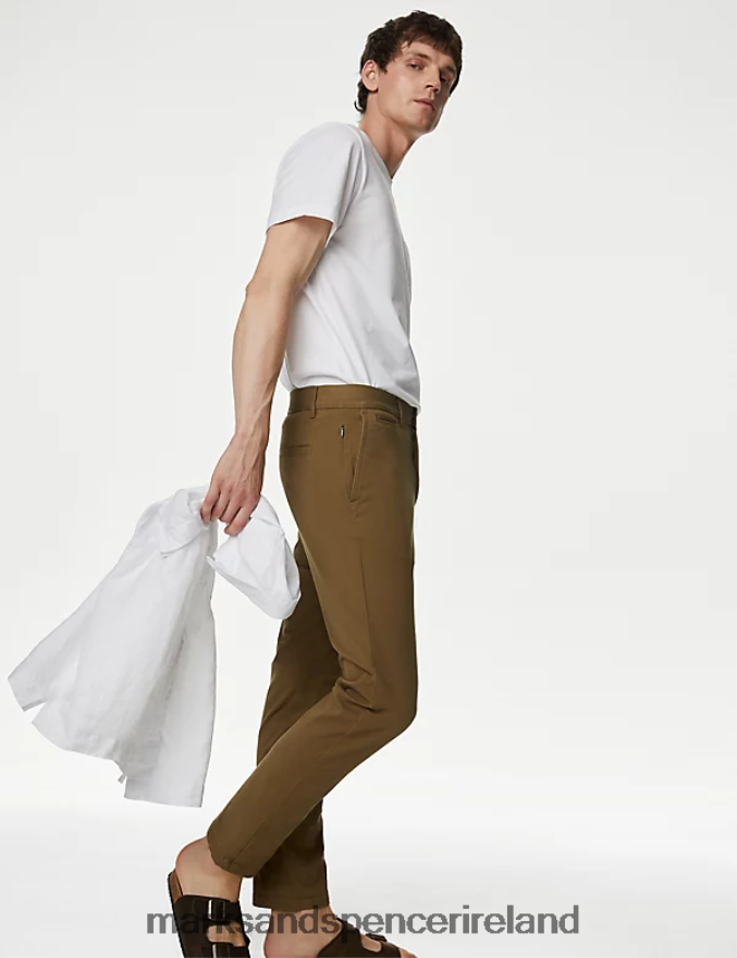 Marks & Spencer Men Slim Fit Ultimate Chinos Dark Bronze Clothing 2VJ8DF5307