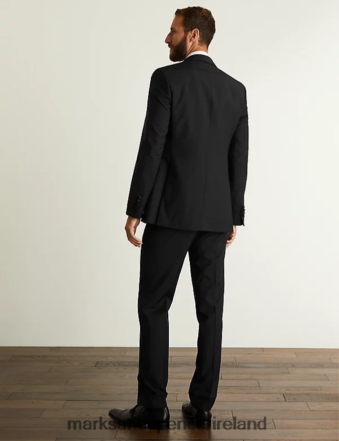Marks & Spencer Men Tailored Fit Italian Pure Wool Tuxedo Trousers Black Clothing 2VJ8DF4848