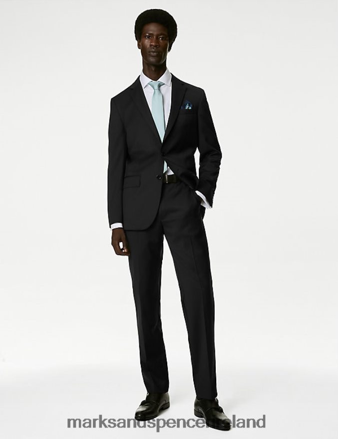 Marks & Spencer Men Tailored Fit Pure Wool Suit Trousers Black Clothing 2VJ8DF5442