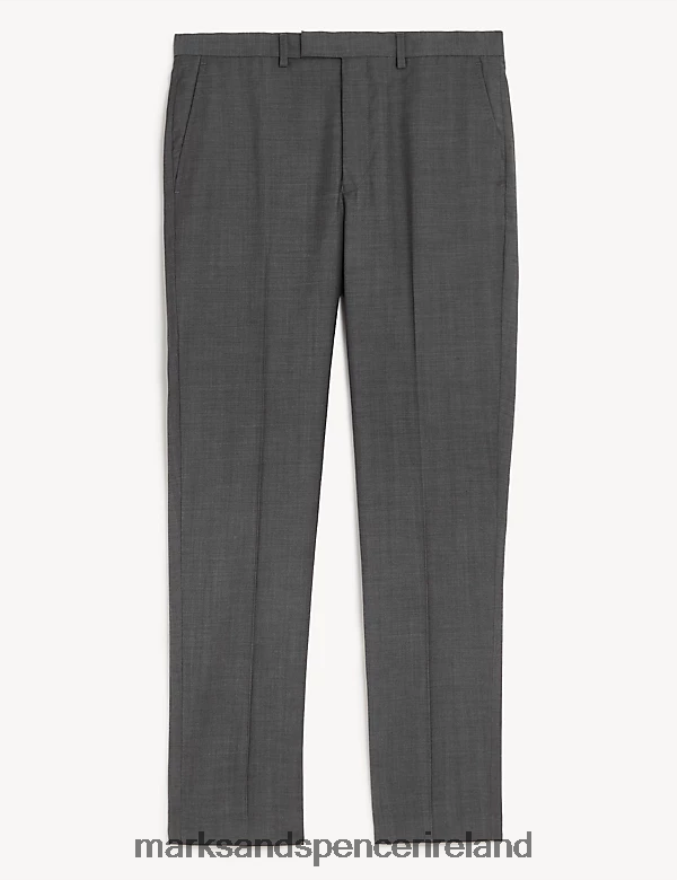 Marks & Spencer Men Tailored Fit Pure Wool Suit Trousers Silver Grey Clothing 2VJ8DF5831