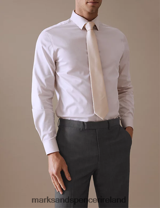 Marks & Spencer Men Tailored Fit Pure Wool Suit Trousers Silver Grey Clothing 2VJ8DF5831